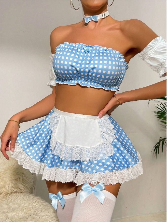 Neues sexy zweiteiliges Dessous-Set mit Spitzenbesatz und Blumenkaro_voghion.com
