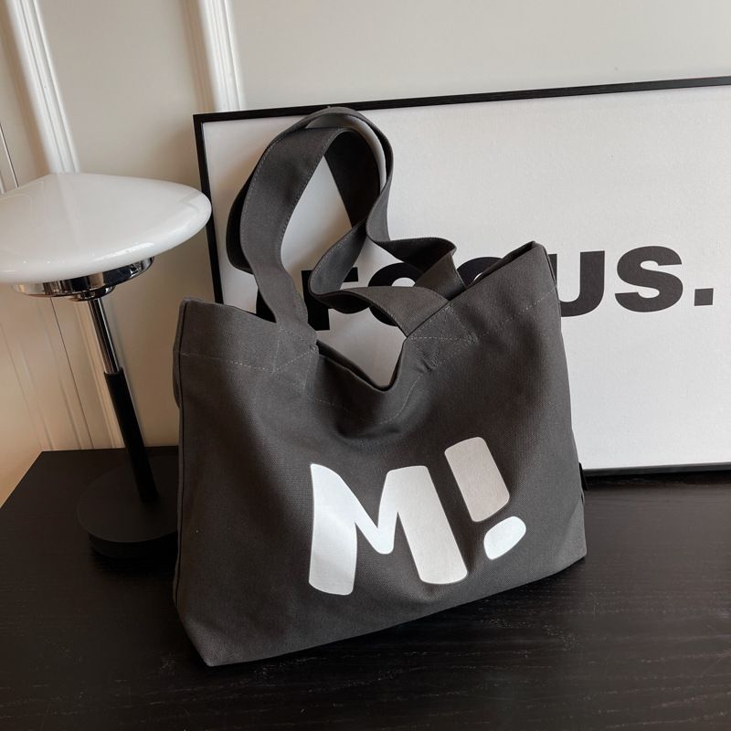 Bolso de mano de lona con cierre de cremallera para mujer, gran capacidad, versátil, de un solo hombro, para compras de supermercado, 2025_voghion.com