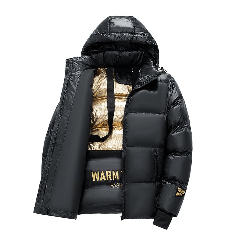 Winter Graphene Schwarz Gold Baumwolle Mantel Unisex Brot Jacke Mit Kapuze Warme_voghion.com
