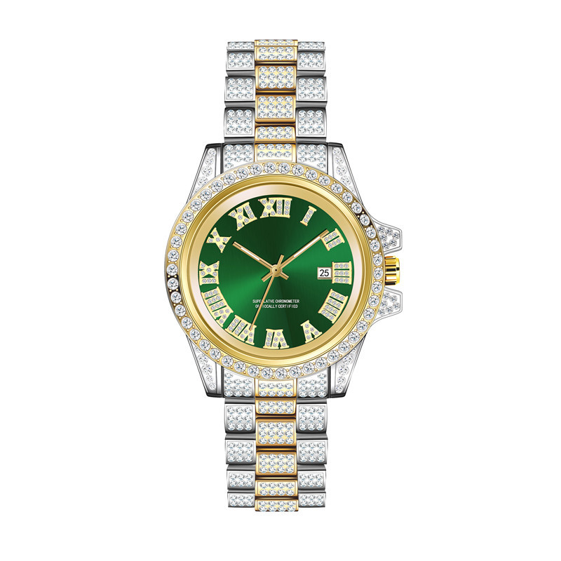 Merk Diamond Set voor heren nieuwe mode Water Ghost Hip Hop kalender quartz horloge_voghion.com