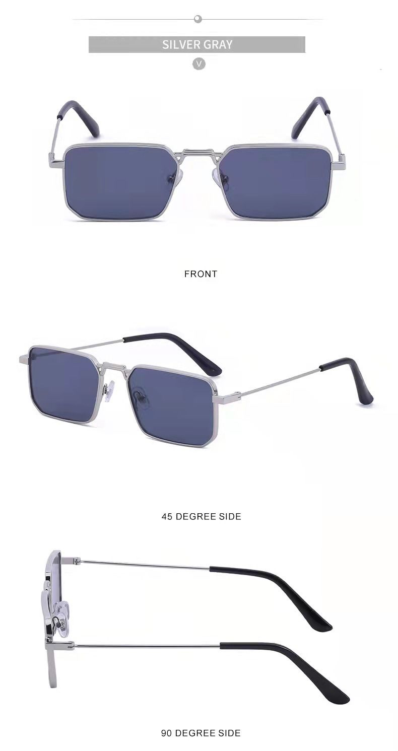 Unisex Sonnenbrille mit quadratischem Rahmen für Herren Steampunk-Sonnenbrille Damenmodetrend Sonnenbrille aus Metall_voghion.com