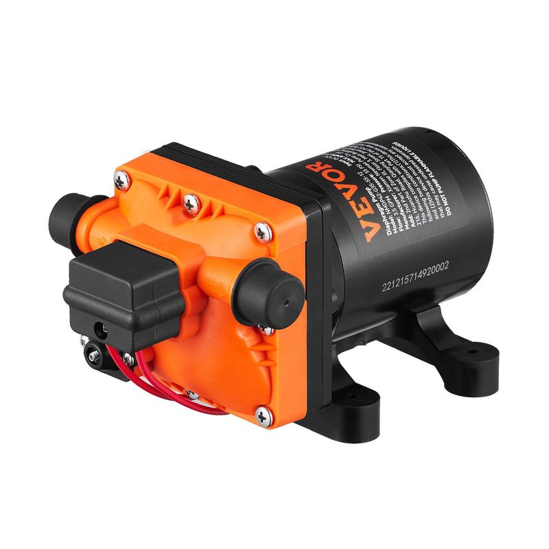 VEVOR Water Diaphragm Pump, 12V DC, 3.5 GPM Flow, 55 PSI Rated Pressure (40-80 PSI Adjustable), 1/2" MNPT Self Priming Sprayer Pump With Pressure Switch For RV Camper Marine Boat Lawn, FCC Certified_voghion.com