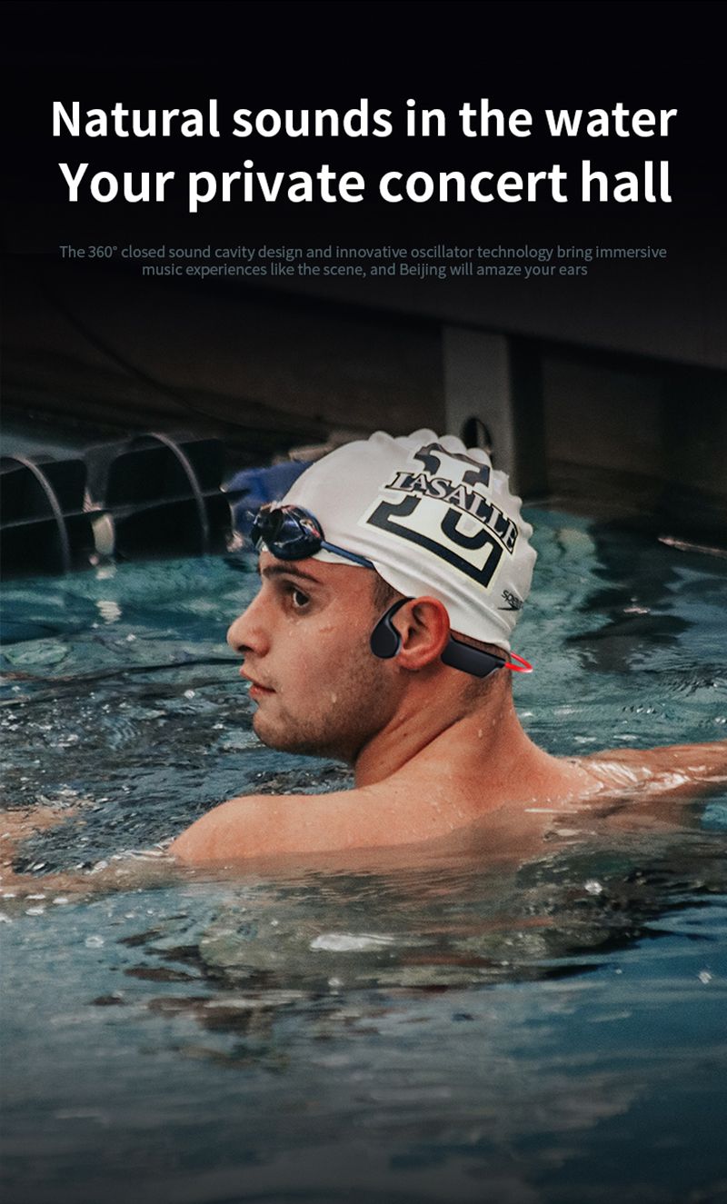 True Bone Conduction Headset IPX8 32GB Bluetooth 5.3 Wireless Swimming Headphone With Microphone Waterproof Exercise_voghion.com