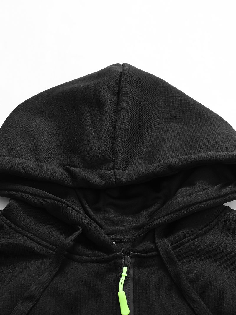 Moletom masculino com capuz e zíper, design de bolso, outono e inverno_voghion.com