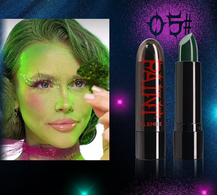 Matte Lipstick Dark Black Vampire Olive Green Creative Halloween Makeup Face Body Painting_voghion.com