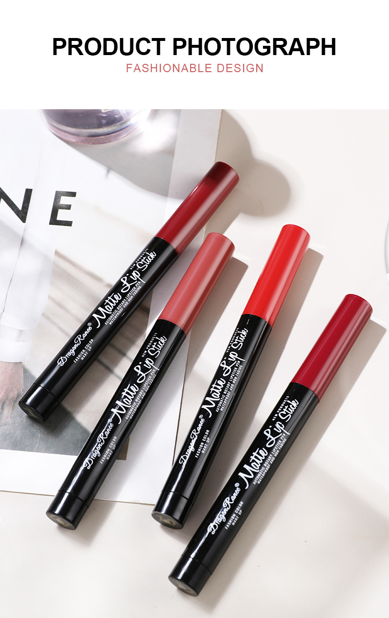 Nude Red Waterproof Matte Lipstick Pencil Lip Liner Langlebiger, wischfester Contour Tint Veet Lipstick P_voghion.com