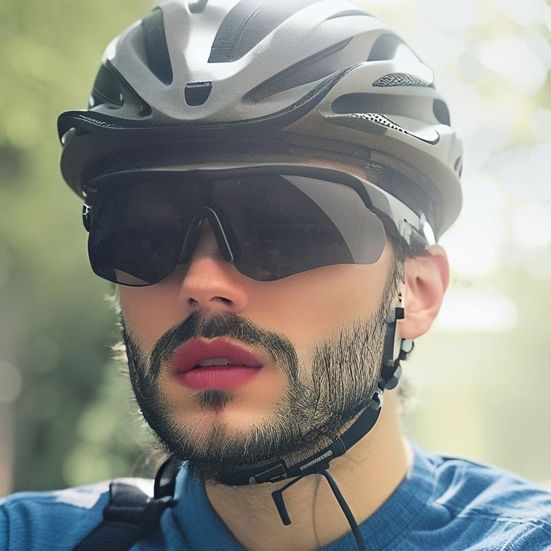 Half montuur, eendelige lens, sportmotorfiets, fiets, windscherm, paarse zonnebril voor heren en dames_voghion.com