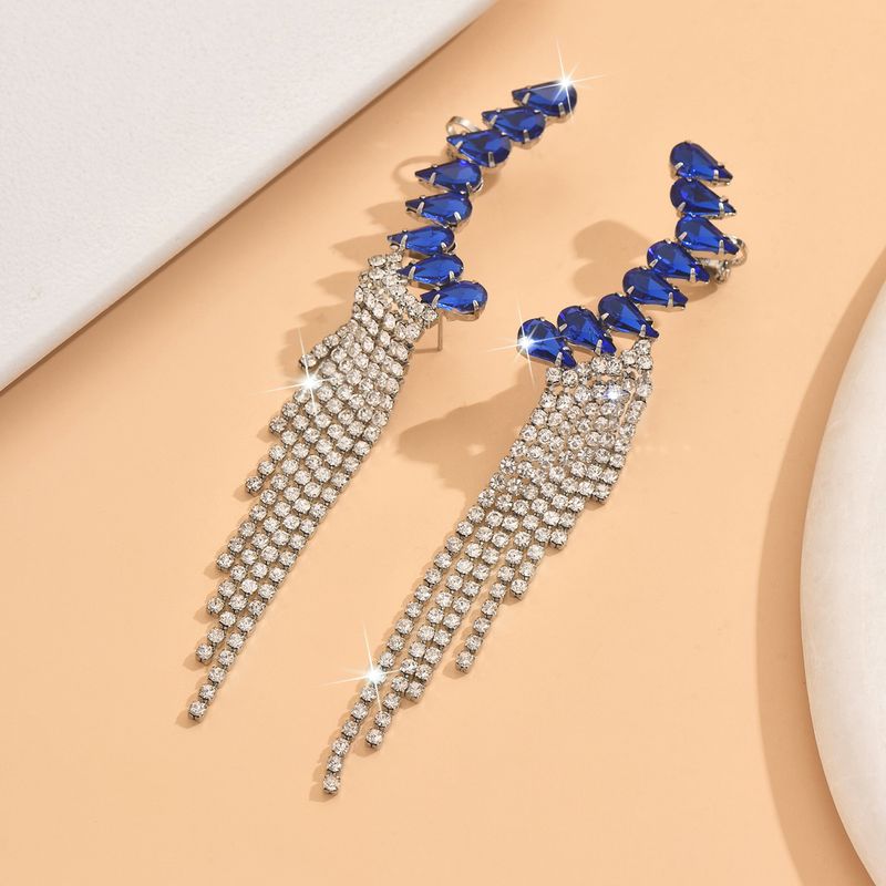 Unisex Earrings Personalized Tassel Earrings Fashionable Temperament Super Flash Diamond Claw Chain Earrings_voghion.com