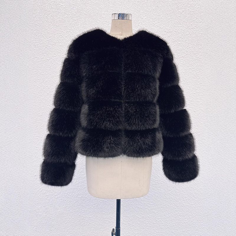 K Langärmliger Damenmantel aus Kunstfuchspelz; Neuer modischer, warmer und hochwertiger Übermantel._voghion.com