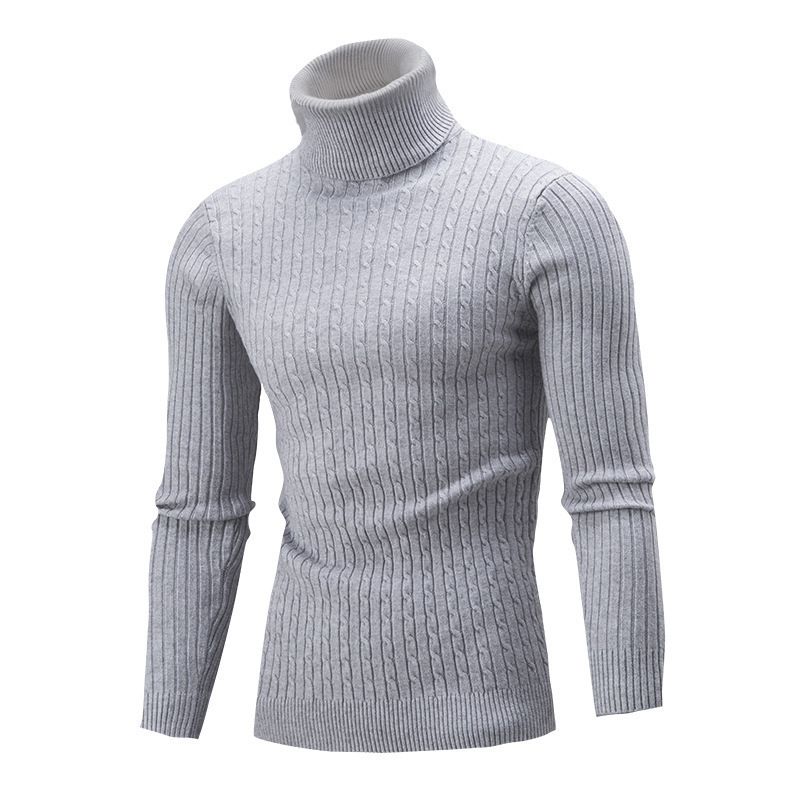 Maglione invernale da uomo con collo alto, maglione invernale da uomo, maglione a collo alto spesso, maglione a righe tinta unita, maglione casual caldo a collo alto_voghion.com