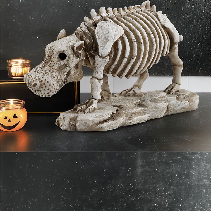 Unique Skull Animal Skeleton Specimen Hippo Ornament Halloween Desktop Decoration_voghion.com