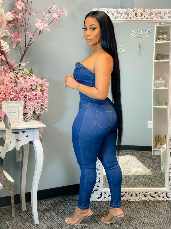 Women's fashion casual slim denim romper_voghion.com