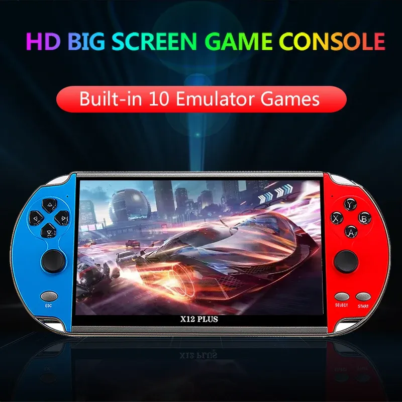 X7/X12 Plus Handheld-Spielkonsole, über 10.000 integrierte Retro-Spiele, 4,3/5,1/7,1-Zoll-HD-Bildschirm, tragbarer Audio- und Video-Player_voghion.com