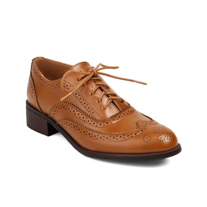 Plus-size lente enkel schoenen vintage Britse kleur contrast Braddock diepe veterschoenen damesschoenen_voghion.com