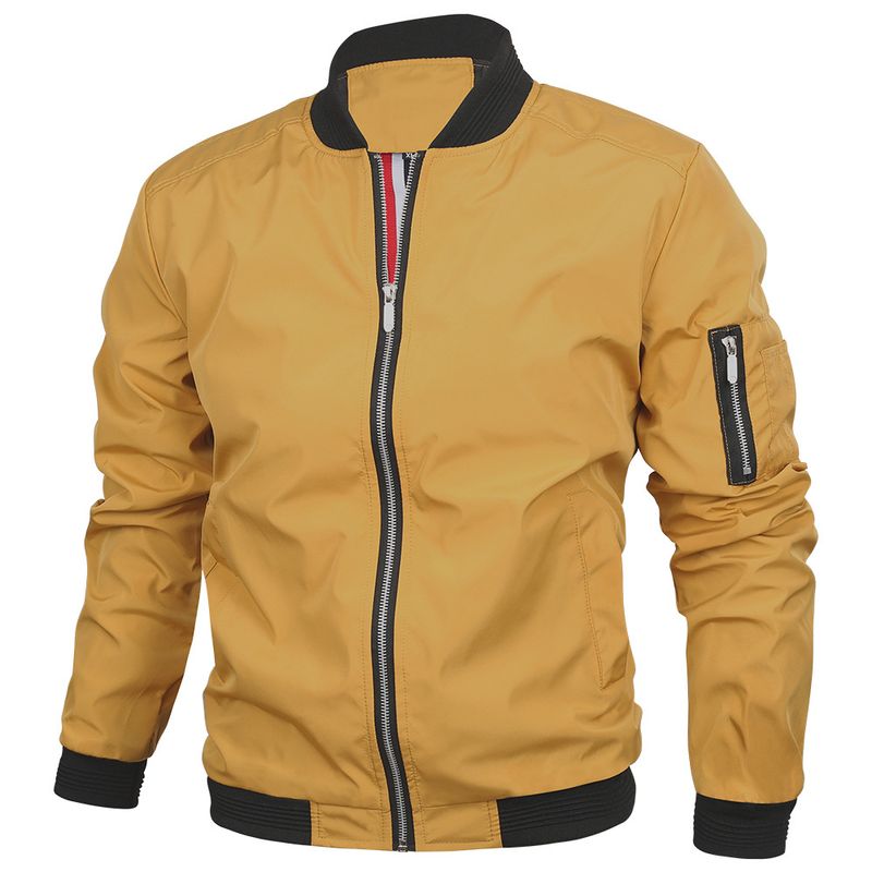 Straight European Size Spring Autumn Men's Baseball Coat Youth Slim Fit Flight Jacket Men_voghion.com