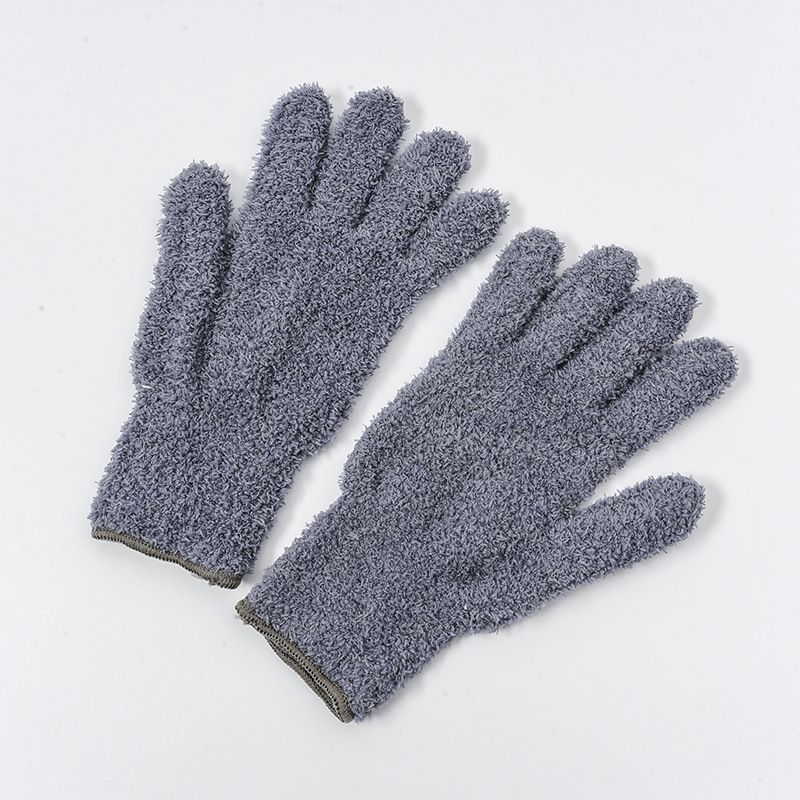 Microfiber Dust Removal Coral Fleece Car Wash Cleaning Solid Color Five-Finger Household Absorbent Hair Drying Gloves_voghion.com