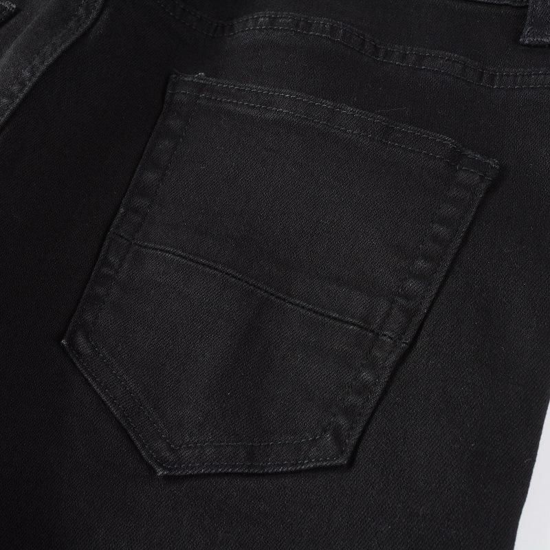 Jeans neri alla moda da uomo, strappati e rattoppati, pantaloni skinny elasticizzati slim fit_voghion.com