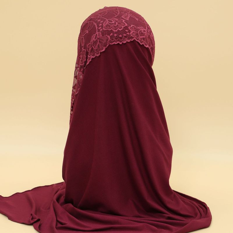 Frauen Hijab neue feste farbe modal spitze damen kopftuch langen schal schal_voghion.com