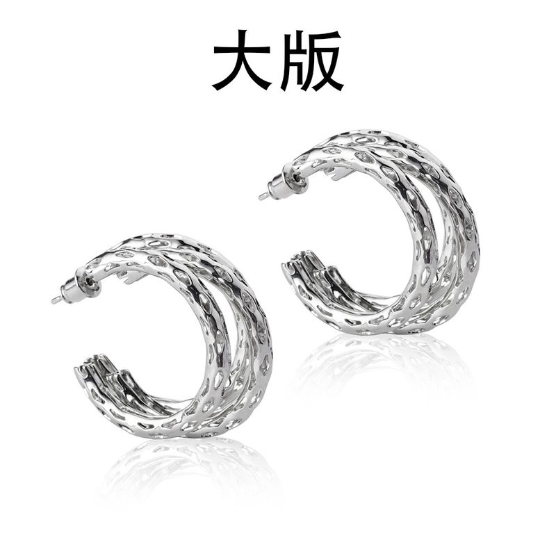 Orecchini con temperamento esagerato, stile metallo, eleganti, linea cava, semplici, alla moda_voghion.com