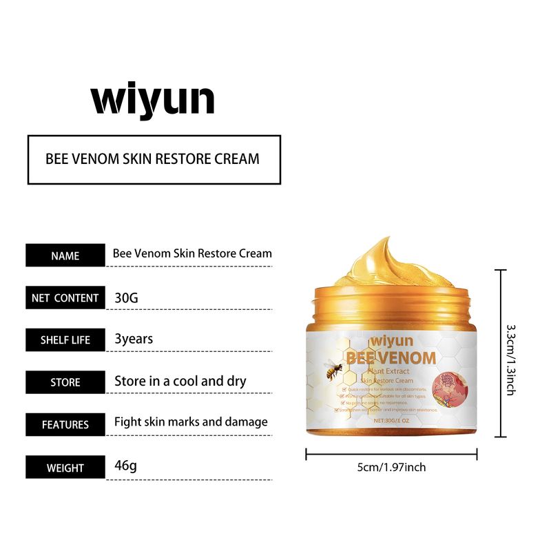 Wiyun Bee Venom Repair Cream, Moisturizing, Nourishing And Improving Elastic Skin Repair Smooth, Glossy And Lubricating Skin Cream_voghion.com
