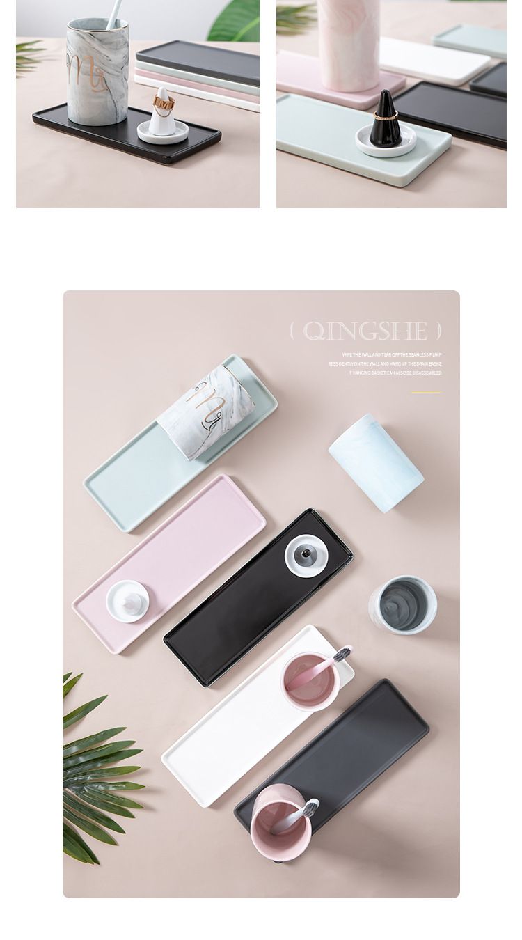Keramiktablett, Schmucktablett, rechteckiges Tablett, Mundwasserbechertablett, Badezimmer-Toiletten-Aufbewahrungstablett, Kuchentablett, Sushi-Tablett_voghion.com