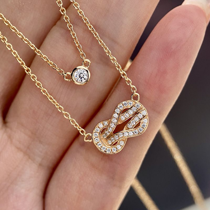 Ceinture unisexe infinie à double couche plaquée avec collier à boucle en fer à cheval en or pendentif chaîne de clavicule en argent pour femme_voghion.com