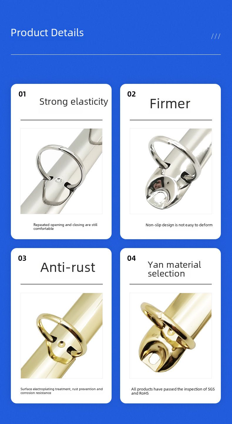 Direkt ab Werk liefern Gold 6-Loch-Clip O-plattierter Metallbinder mit Schalter A6 Notizbuchzubehör Briefpapierclip_voghion.com