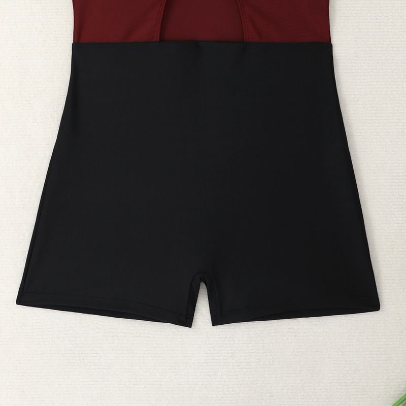 2025 Européen et Américain nouveau bloc de couleur unie boxer slip creux une pièce maillot de bain bikini bikini commerce extérieur transfrontalier_voghion.com