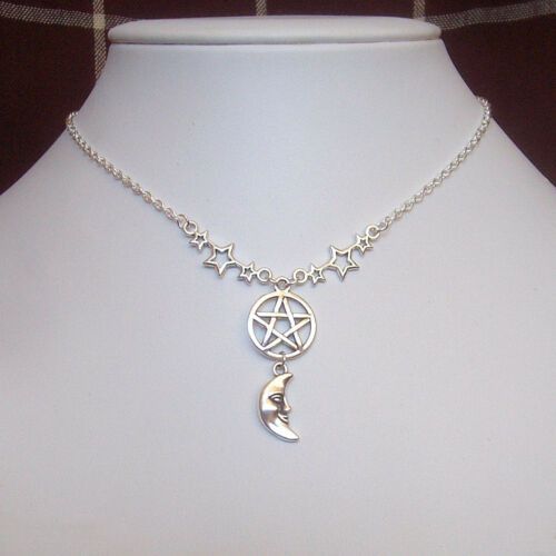 Collana unisex con pentagramma, luna e stella_voghion.com