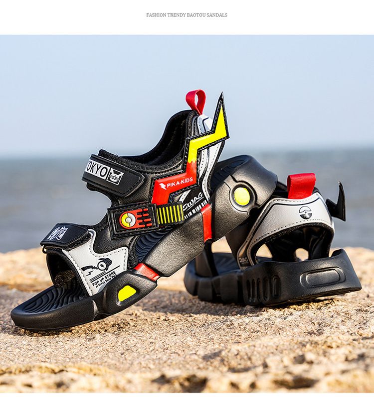 Sandalen männlich 2024 Neue Sommer hübsche mittlere und große Strand atmungsaktive Grundschule Kinderschuhe_voghion.com
