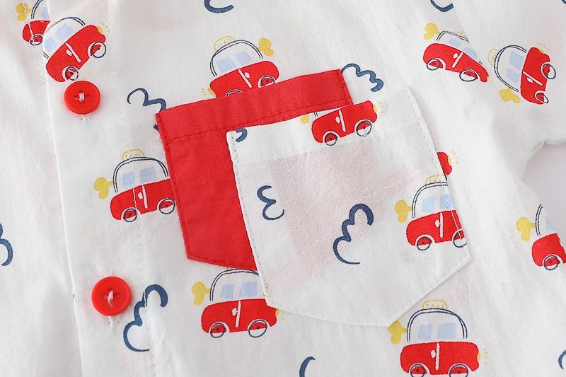 Ülikond 2024 Uus 1-3-aastastele 5-aastastele poistele Suvine Dudu autosärk Lühikeste varrukatega kaheosaline komplekt Trendikas_voghion.com