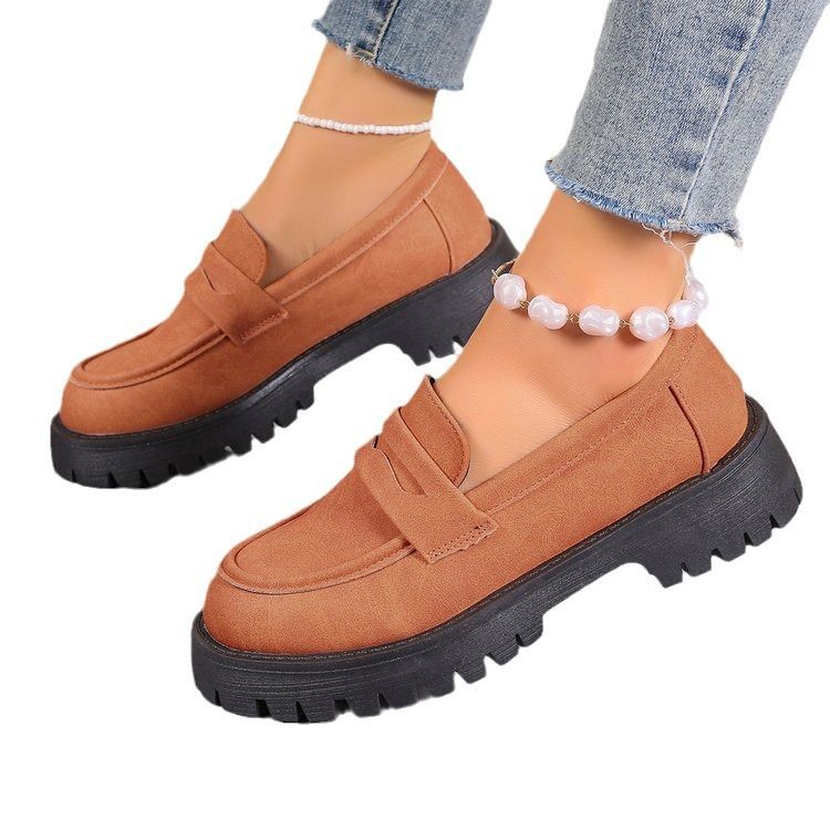 2025 Spring New Le Fu Comfortable And Casual British Style Coarse Heel Thick Bottom Set Large Women's Shoes_voghion.com
