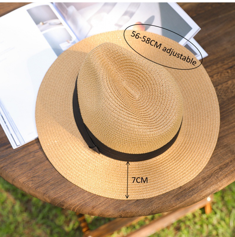 Cappello Panama con cintura nera di vendita calda transfrontaliera, cappello da spiaggia, cappello da spiaggia in rafia di Panama britannico Sir_voghion.com