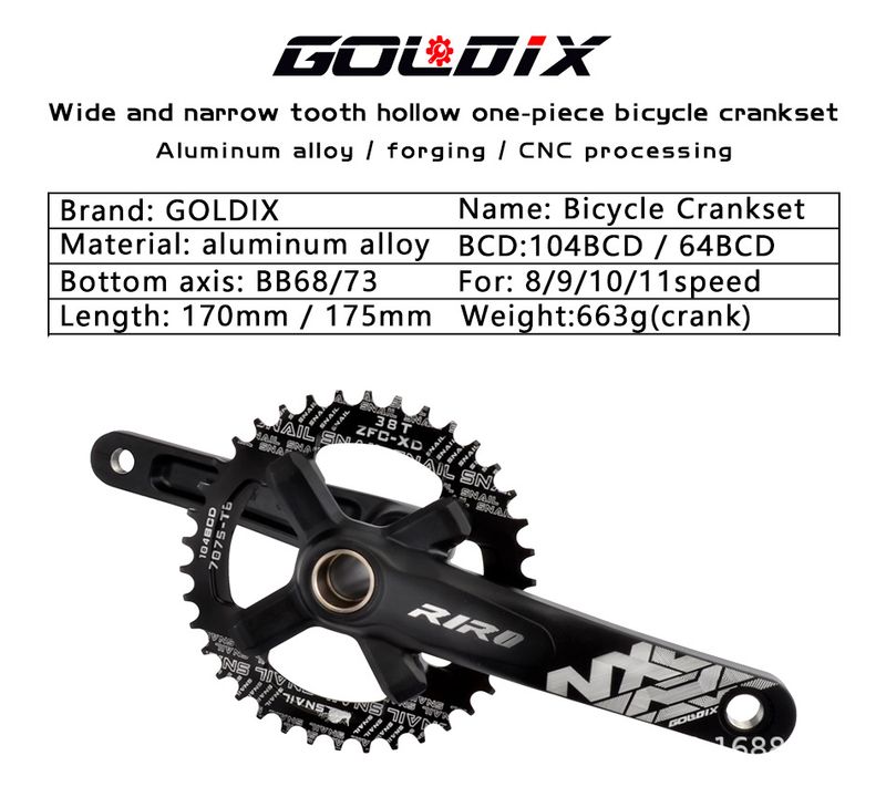 RIRO Mountainbike Hohl Integrierte Kurbel 36/38/40T Modifizierte Positive Und Negative Zähne Einzelnes Kettenblatt_voghion.com