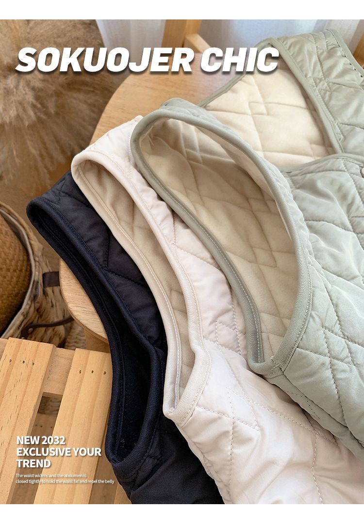 Women's Quilted Sleeveless Vest Jacket – Lightweight Winter Puffer Vest With Stand Collar, Stylish Outerwear For Casual & Layering_voghion.com