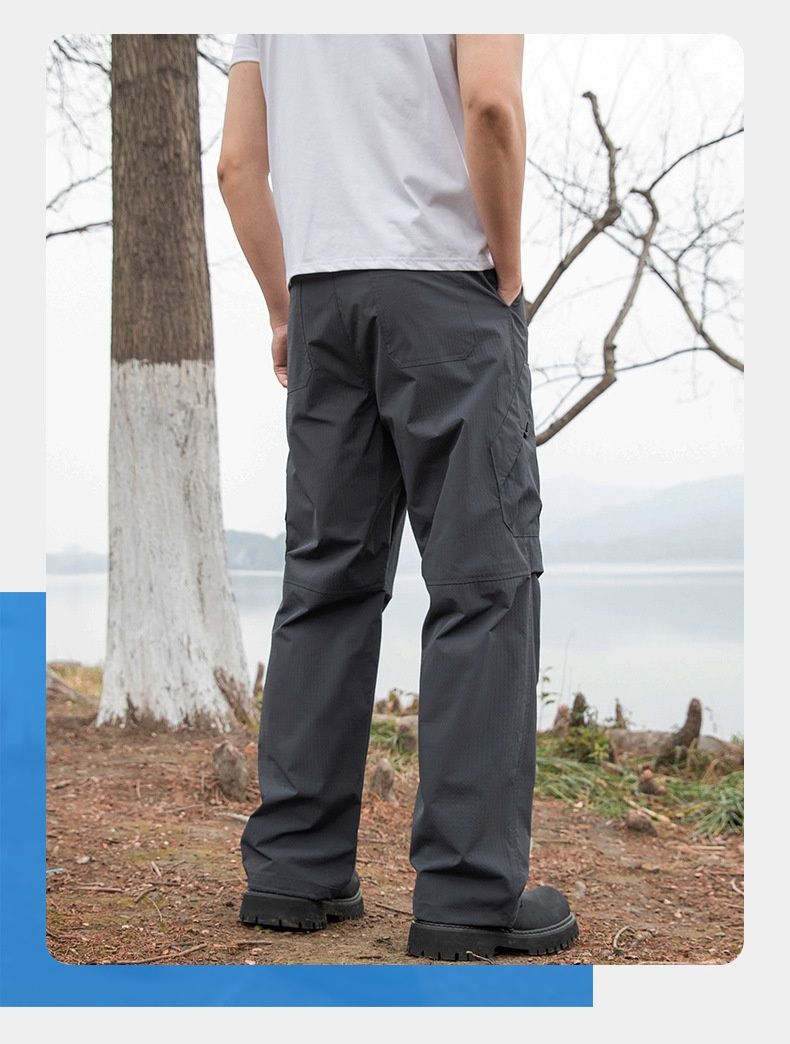 001 Hiking Solid Color Men's Spring Outdoor Thickened Fashion Versatile Casual Windproof And Water-Resistant Pants_voghion.com