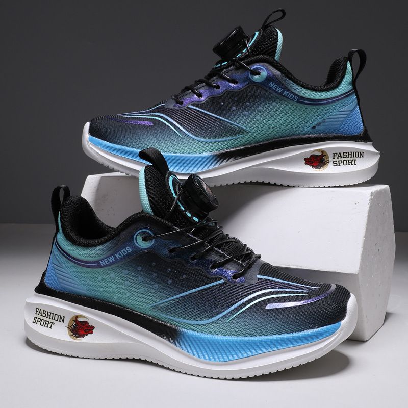 Running And Girls Autumn New Mesh Rotating Button Shock Absorption Sports Children's Shoes Students Boys_voghion.com