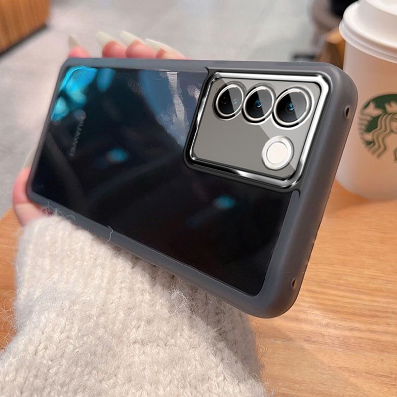 Matte Shockproof Phone Case For Vivo Y75 5G V25E Y15S Y21 Y33S Y22 Y35 Y51 Y22S Y31 V23 V23E Y53S Transparent Lens_voghion.com