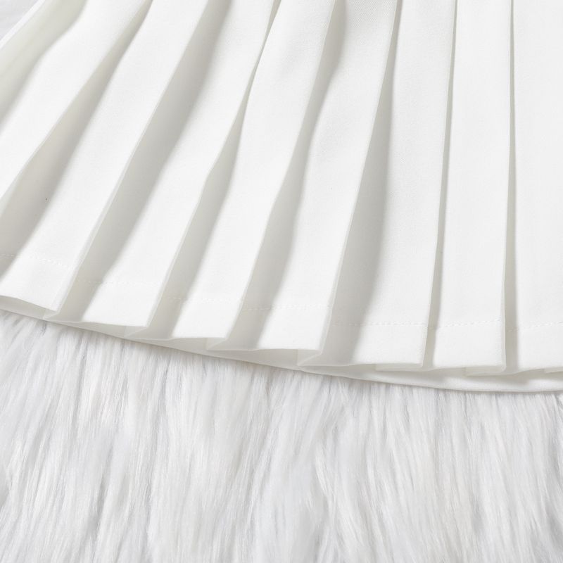 Summer children's solid color suspender wrap vest pleated short skirt belt trendy girl set_voghion.com