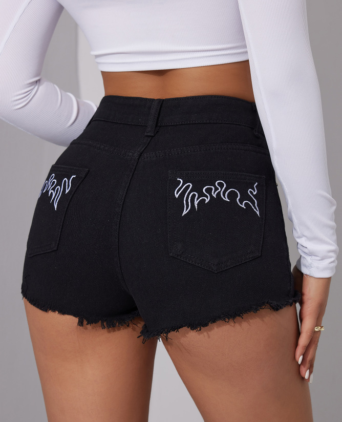 nuovi pantaloncini e jeans ricamati a vita media non elastici e versatili alla moda per le donne_voghion.com