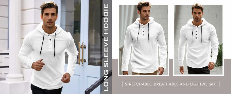 Lente en herfst lang mouwen linnen overhemd heren capuchon casual losse T-shirt trui heren_voghion.com