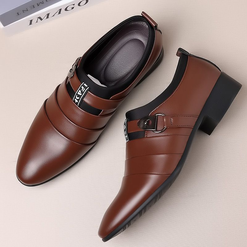 Formelle Oxfords für Herren, Leder, spitze Zehenpartie, bequeme Freizeitschuhe zum Reinschlüpfen_voghion.com