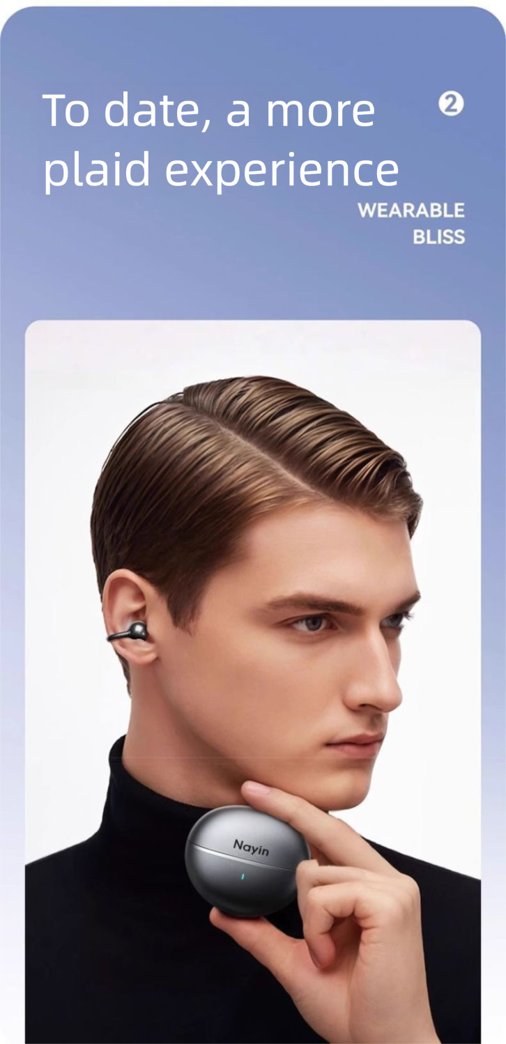 Nayin New Ear Clip Bluetooth Earphones Wireless Open Air Bone Conduction Non-In-Ear Compatible With Huawei_voghion.com