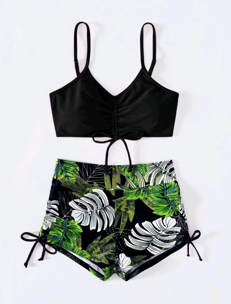 2024 Solid Color Sexy Flat Angle Bikini Women's Split Swimsuit_voghion.com