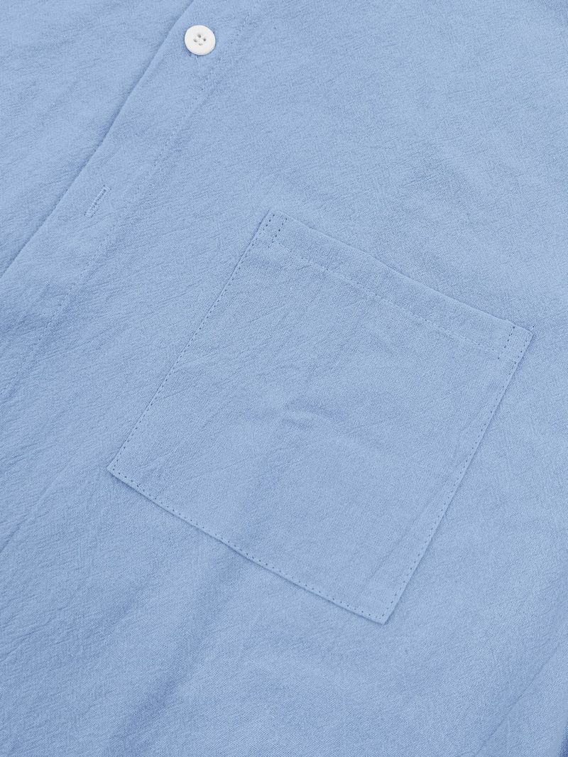 Camicia da uomo in lino a maniche corte con bottoni - Camicia casual estiva traspirante con taschino sul petto, comoda ed elegante per l'uso quotidiano_voghion.com