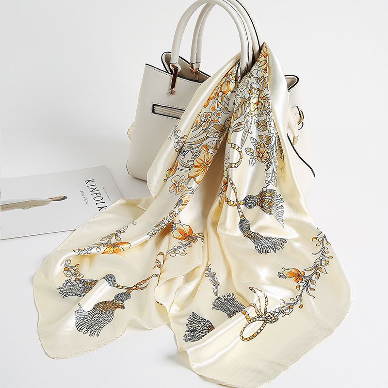 Sonderangebot: Hangzhou Satin 90 cm großer quadratischer Seidenschal für Damen, vielseitig einsetzbar, dünner Schal für Frühling und Herbst, ideal zum Sonnenbaden_voghion.com