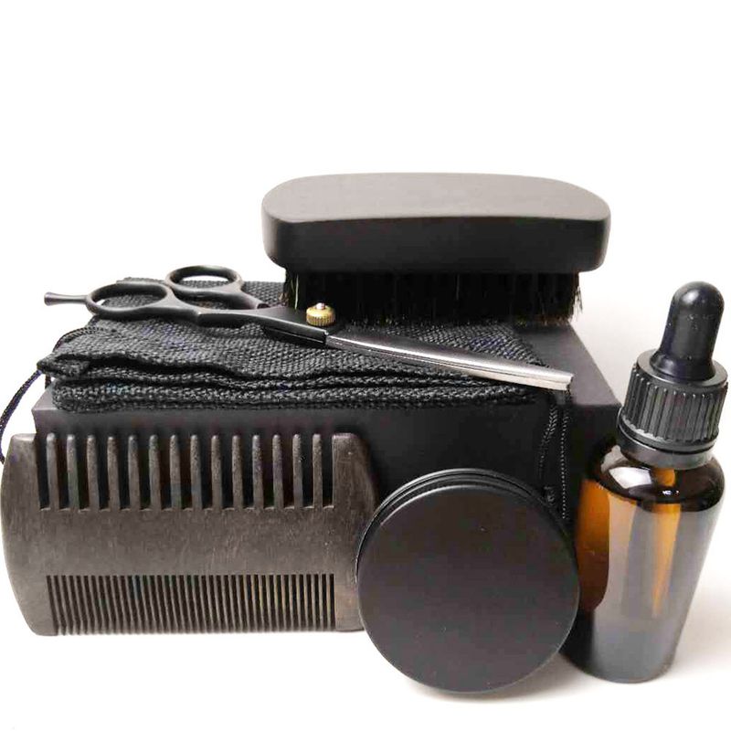 Shaving & Hair Removal Brush beard styling beard cream beard oil beard set double sided comb beard brush black beard cream scissors_voghion.com