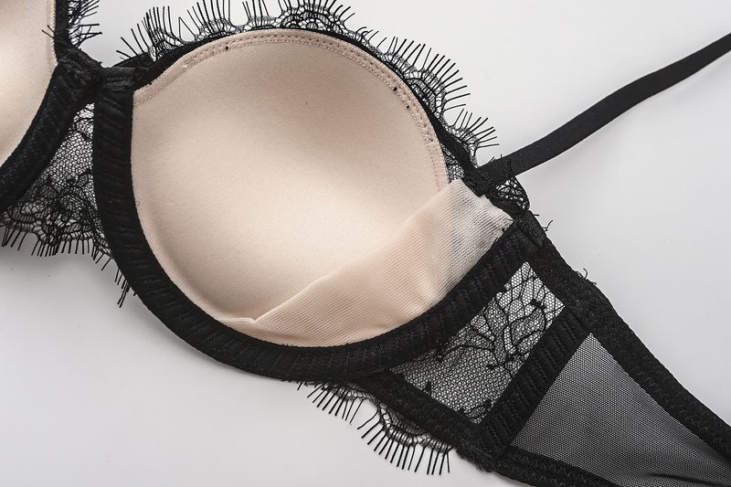 Conjunto de sutiã push up com bojo fino feminino, respirável e confortável, com argola de aço macio_voghion.com