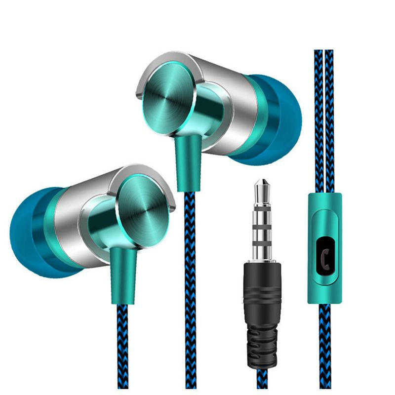 Controllo del volume del suono stereo in-ear, auricolari cablati alla moda intrecciati per laptop e telefono_voghion.com