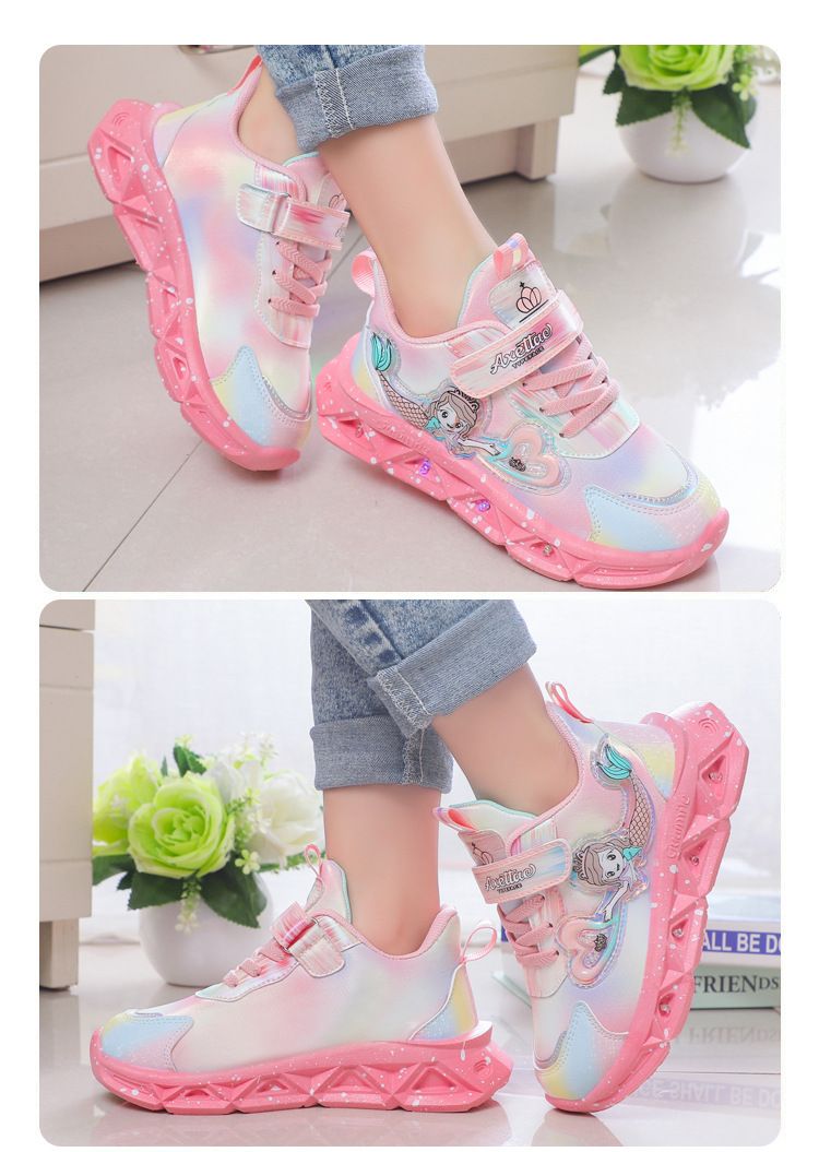 Children with light sneaker 2024 spring and autumn mesh breathable children's shoes medium and small children Princess lightweight casual shoes_voghion.com